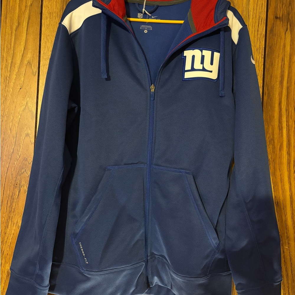 ny GIANTS NFL Nike Blue and Red zip up Hoodie